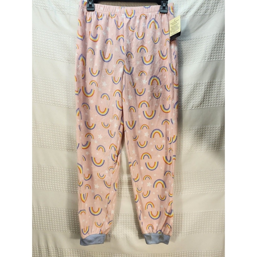 Cuddl Duds Girls Pajama Pants Size 14/16 XL Pink Rainbow Fleece KCD227775